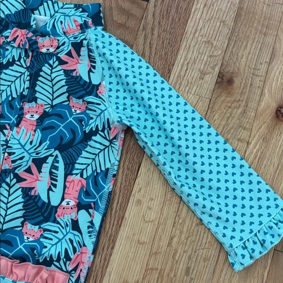 UV SKINZ BABY GIRL ONE PIECE LONG SLEEVE BATHING SUIT SUN AND SWIM 2T TIGER - Picture 3 of 5